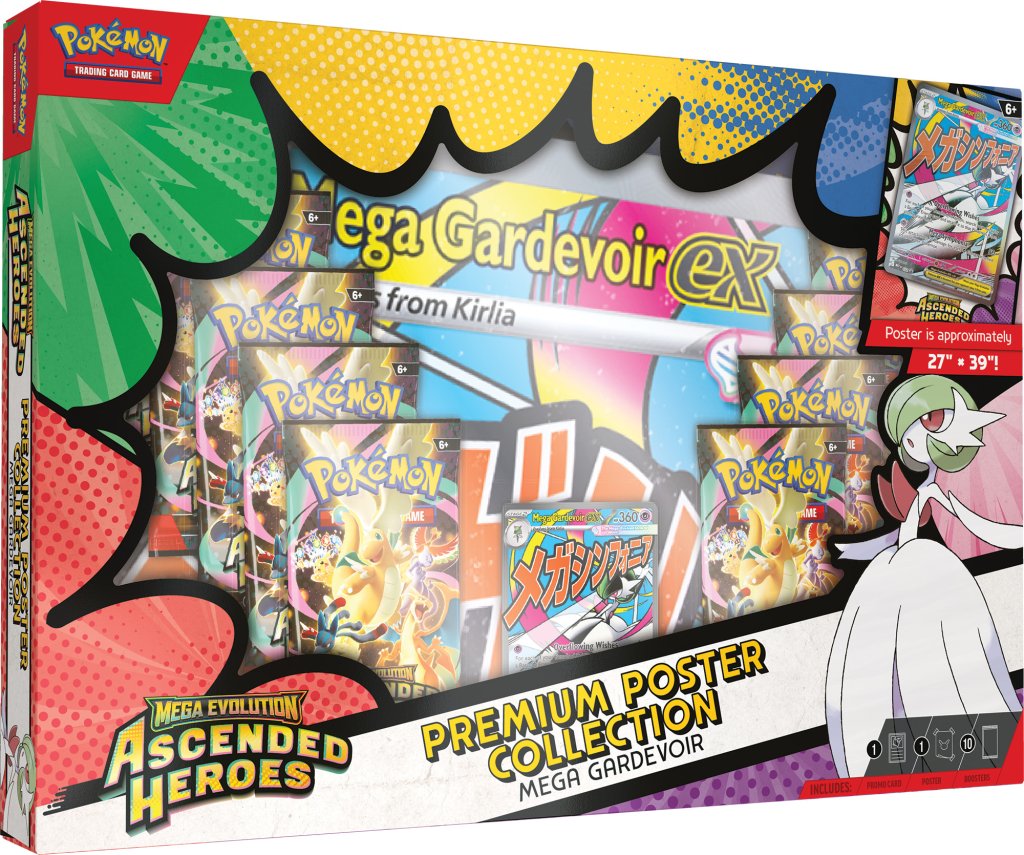 PRE ORDER Pokémon TCG: Mega Evolution—Ascended Heroes Premium Poster Collection—Mega Lucario or Mega Gardevoir