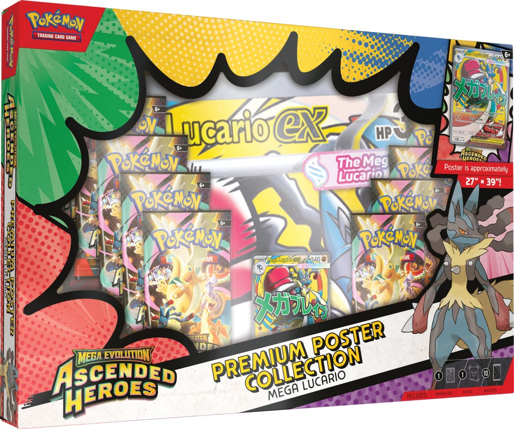 PRE ORDER Pokémon TCG: Mega Evolution—Ascended Heroes Premium Poster Collection—Mega Lucario or Mega Gardevoir