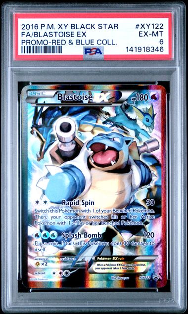 PSA 6 2016 POKEMON XY BLACK STAR PROMO #XY122 FA/BLASTOISE EX PROMO-RED &amp; BLUE COLL.