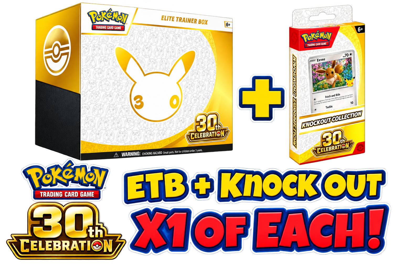 Pokémon 30th CELEBRATION ANNIVERSARY- ELITE TRAINER BOX ETB & KNOCKOUT COLLECTION BOX