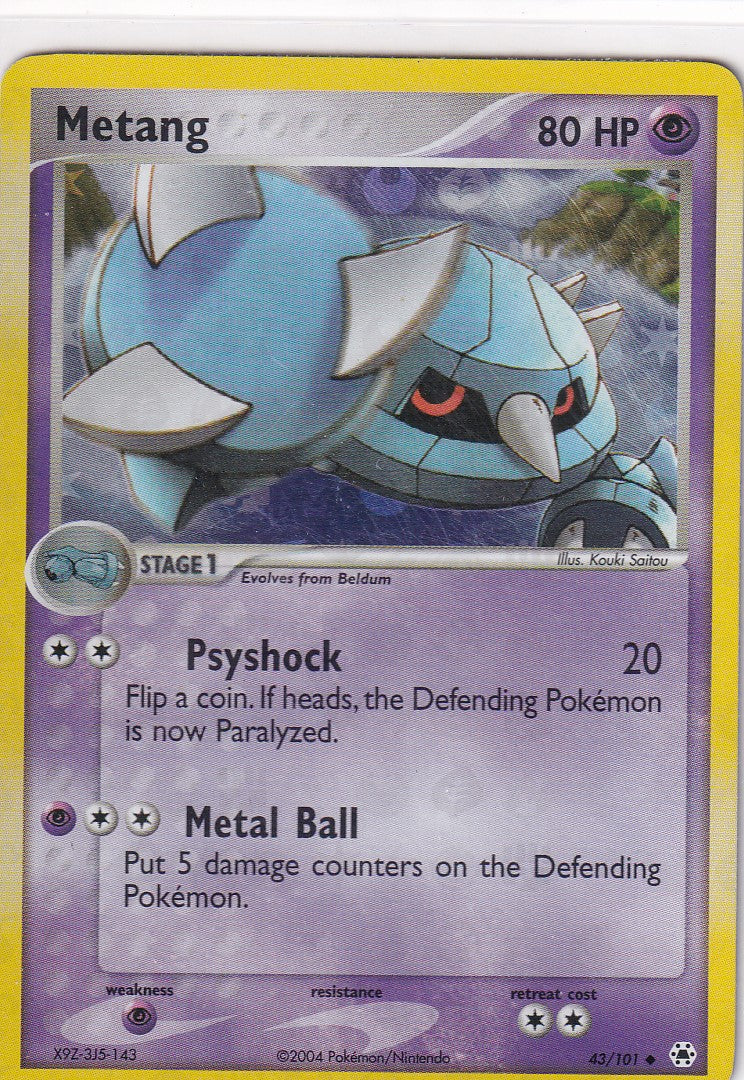 Metang - 43/101 EX Hidden Legends - Reverse Holo Pokemon Card EXC-NM