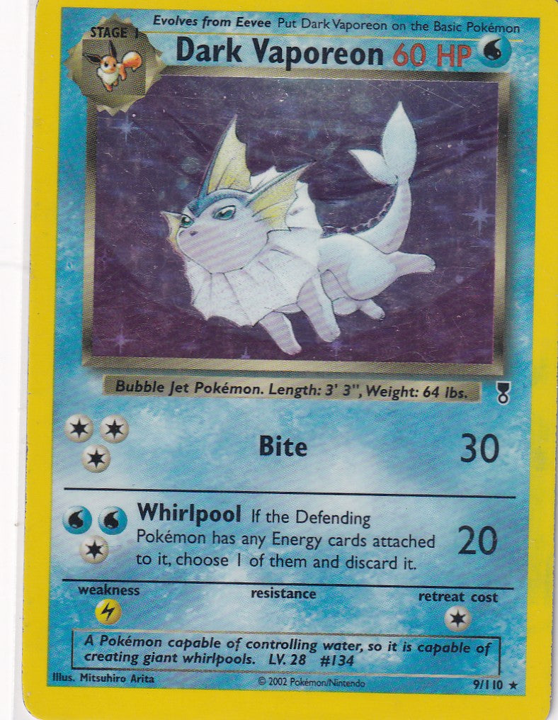 Pokemon Card - Dark Vaporeon Legendary Collection 9/110 Holo Rare LP