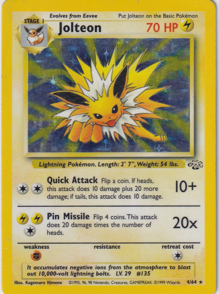 Jolteon - 4/64 - Jungle - Holo Rare - Pokemon Card Wotc LP
