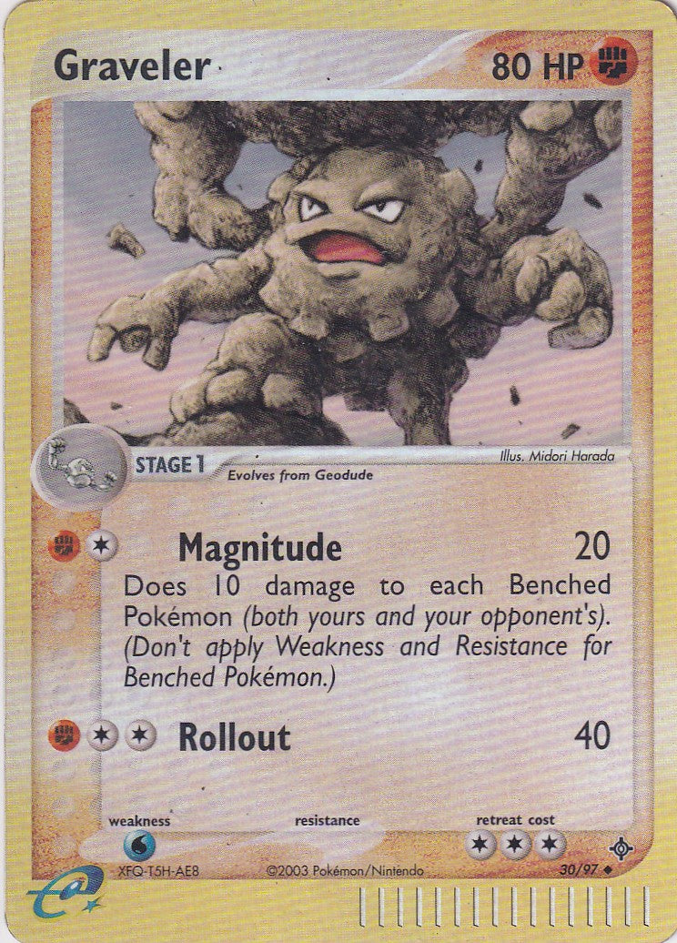 2003 Pokemon Card Graveler 30/97 Dragon Vintage Reverse Holo Foil ex LP