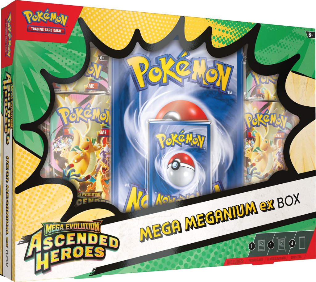 PRE ORDER Mega Evolution—Ascended Heroes Mega Meganium ex Box, Mega Emboar ex Box, or Mega Feraligatr ex Box