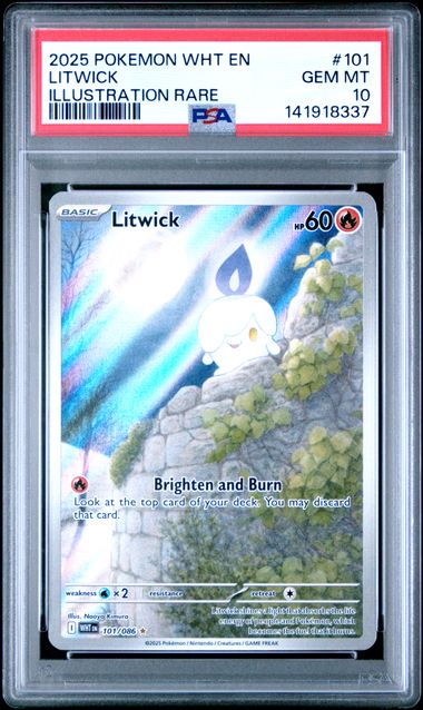 POP 76 PSA 10 2025 POKEMON WHT EN-WHITE FLARE #101 LITWICK ILLUSTRATION RARE