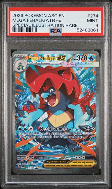 PSA 9 2026 POKEMON ASC EN-ASCENDED HEROES #274 MEGA FERALIGATR EX