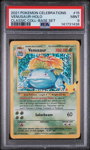 PSA 9 VENUSAUR HOLO 15 CELEBRATIONS CLASSIC COLLECTION POKEMON